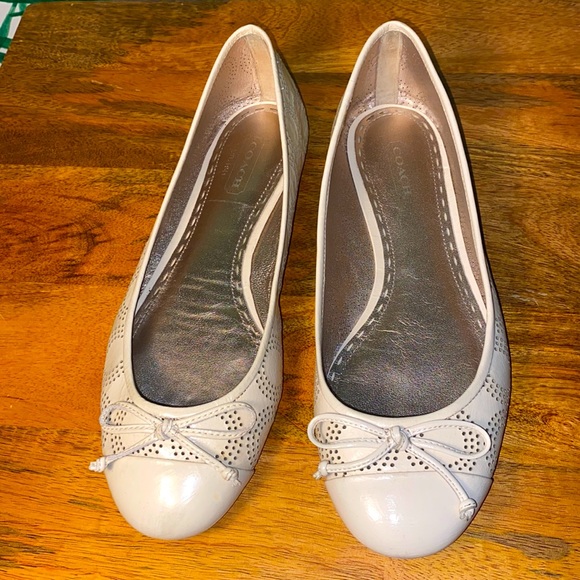 Coach Shoes - Coach Kathy White Perforated Patent Leather Flats 6 B